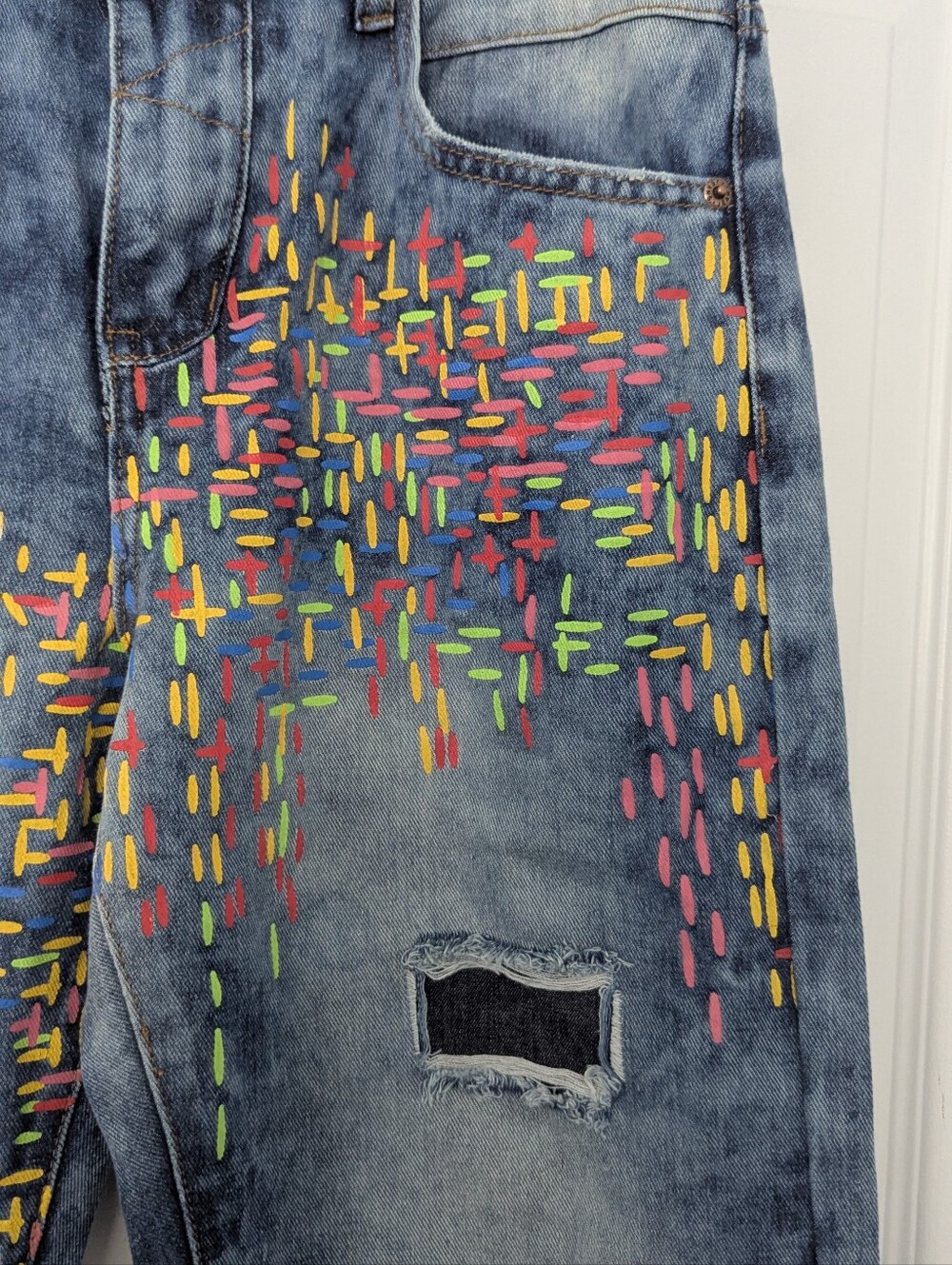MISSLOOK Blue Distressed Relaxed Jeans - Picture 3 of 6
